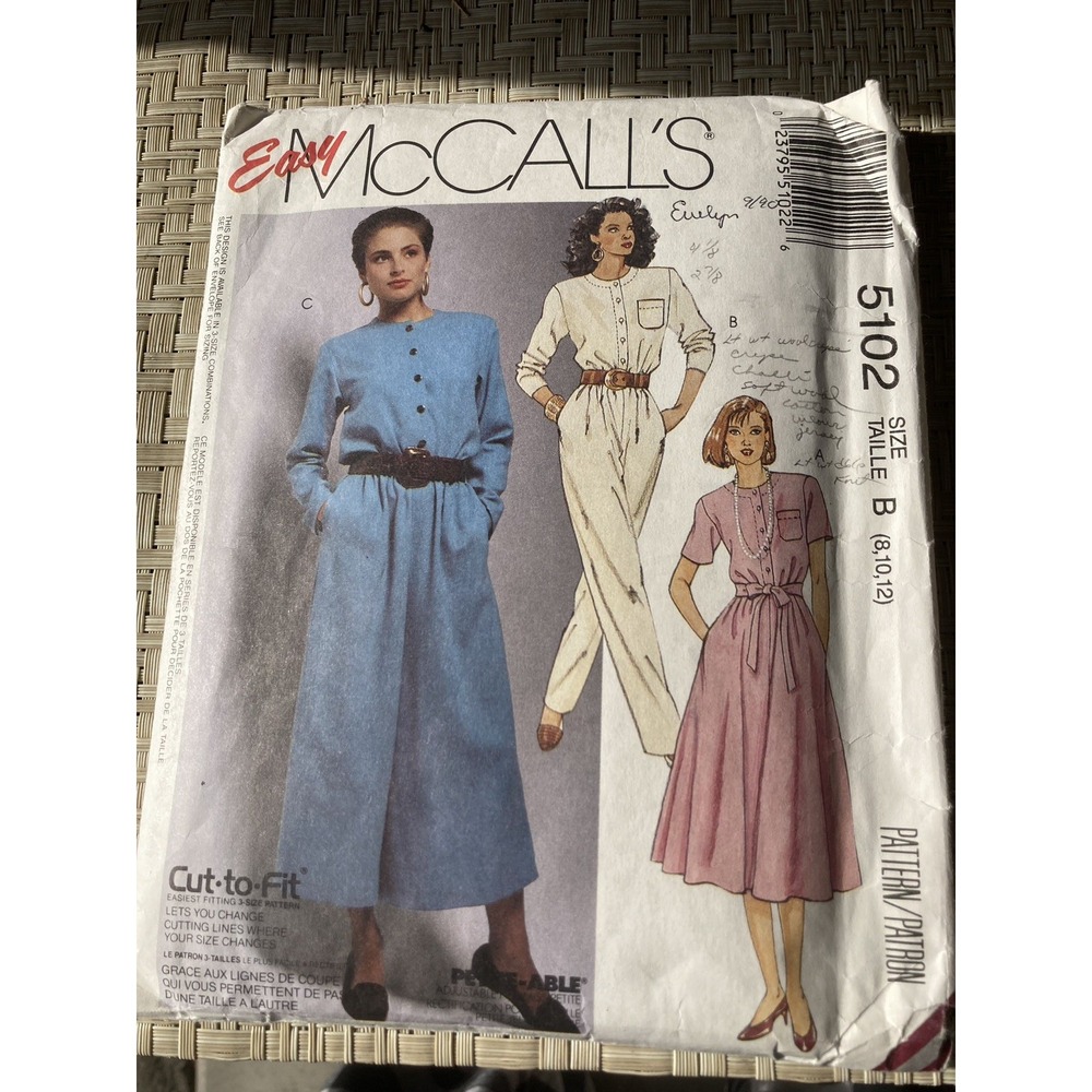McCall's Sewing Pattern Brooke Shields Jumpsuit/dress Size 8-10-12 Bundle Of 4
